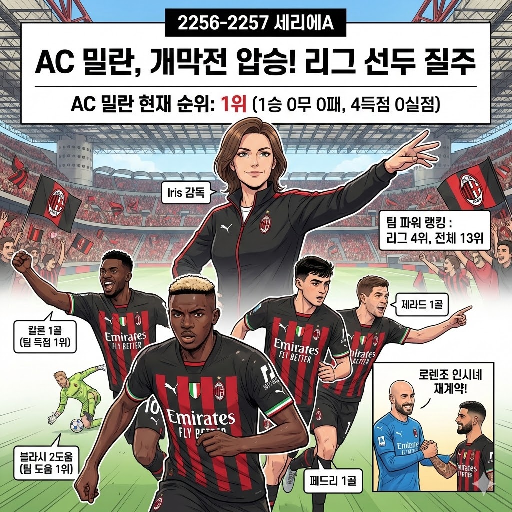 [돌풍] AC밀란, 세리에A 개막전 압승! 선두 질주